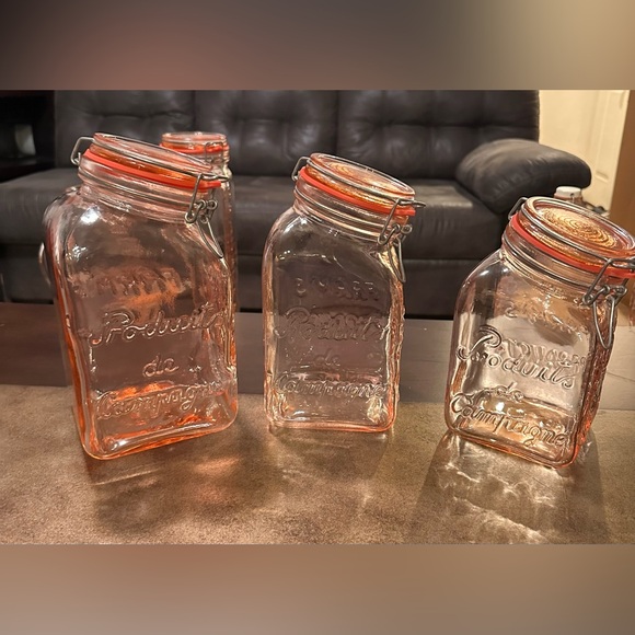 3 Piece Italian Casadis Milano Pink Glass Jars - Vintage Hand Blown Glass - Picture 3 of 10